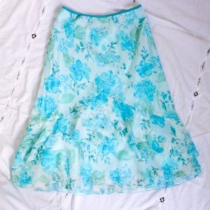Vintage 90s Cottagecore Fairy Floral Midi Skirt